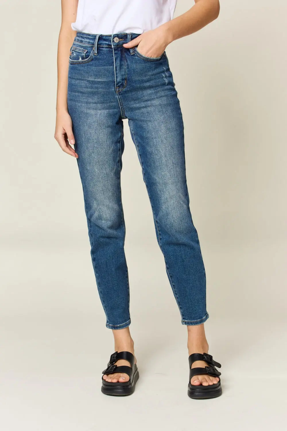 Judy Blue Full Size Tummy Control High Waist Slim Jeans - Beautifeye Boutique