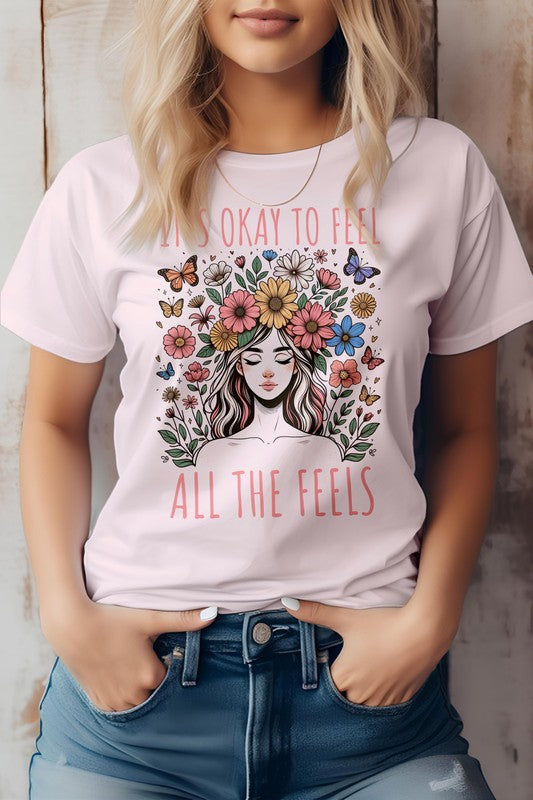It's Okay to Feel, All the Feels, Boho Graphic Tee - Beautifeye Boutique
