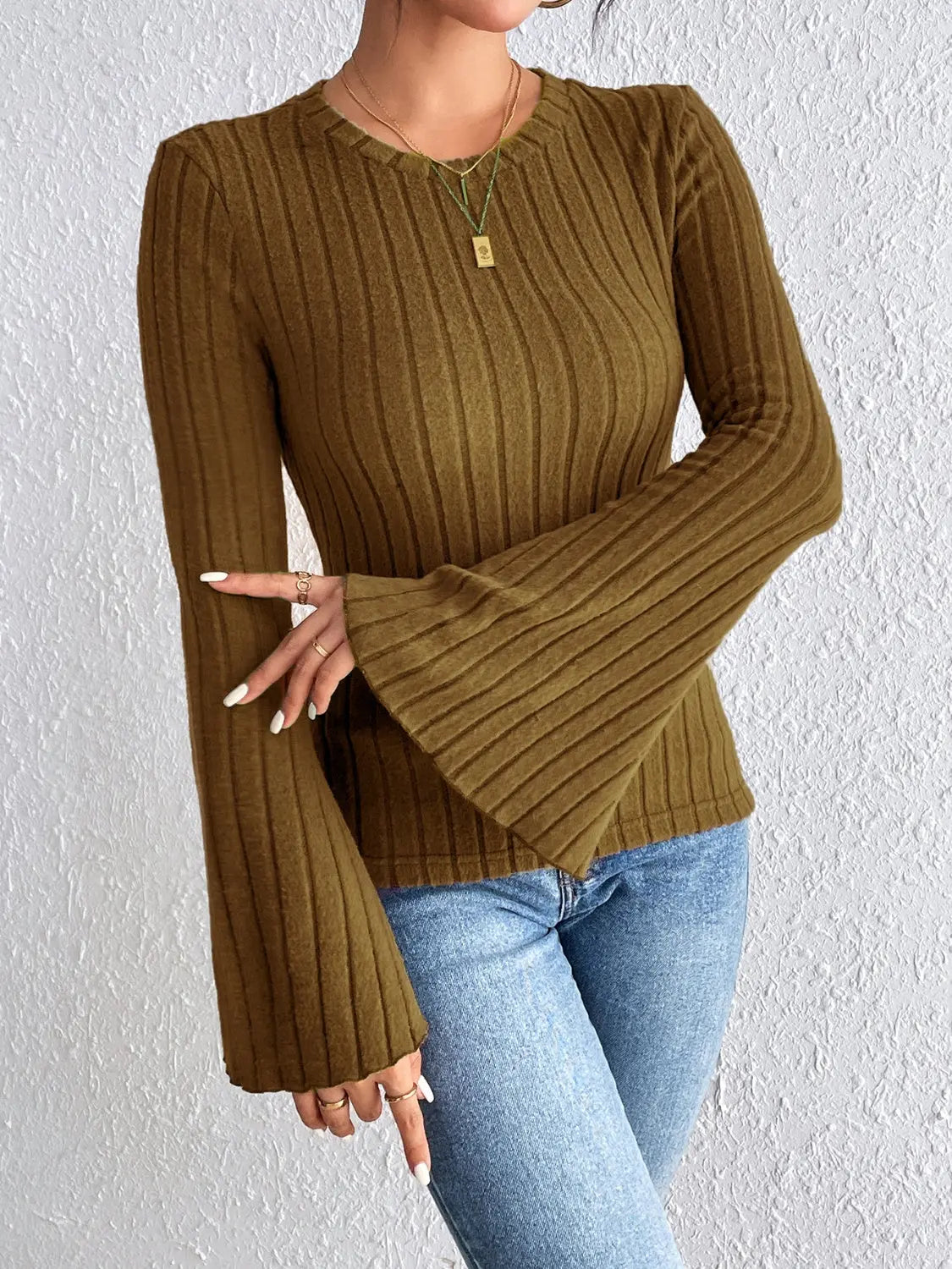 Honey Round Neck Flare Sleeve T-Shirt - Beautifeye Boutique