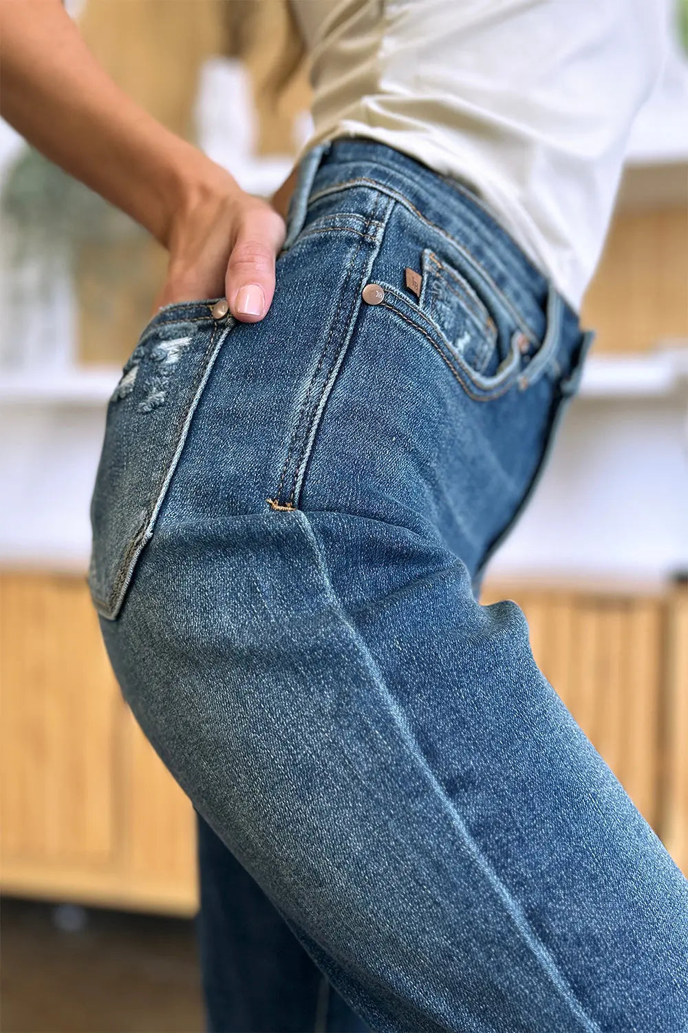 Judy Blue Full Size Tummy Control High Waist Slim Jeans - Beautifeye Boutique