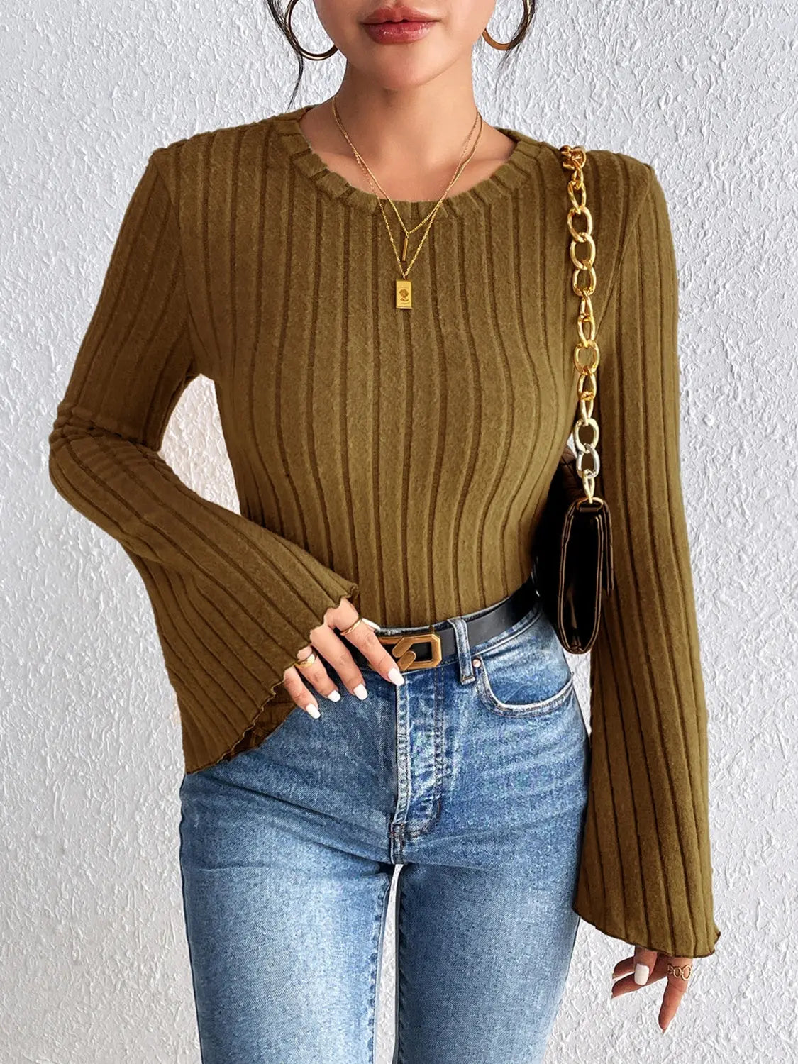 Honey Round Neck Flare Sleeve T-Shirt - Beautifeye Boutique