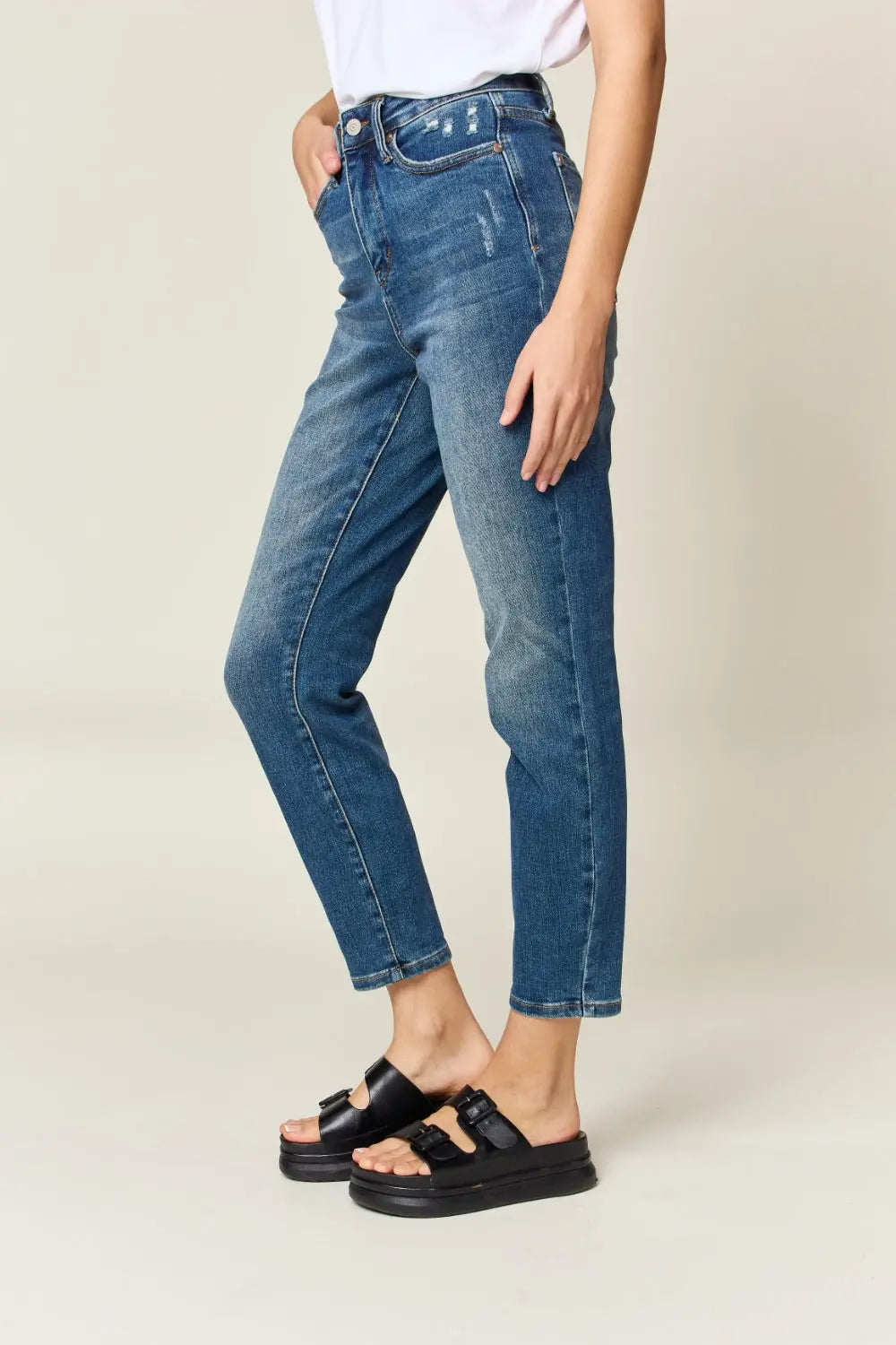 Judy Blue Full Size Tummy Control High Waist Slim Jeans - Beautifeye Boutique