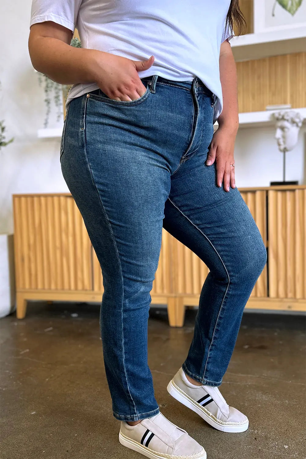 Judy Blue Full Size Tummy Control High Waist Slim Jeans - Beautifeye Boutique