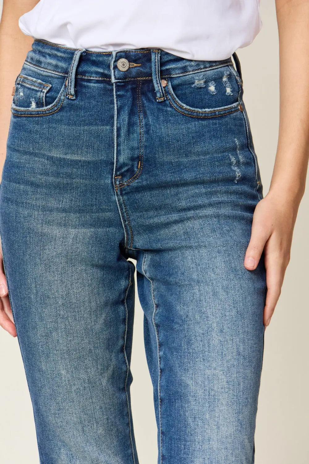 Judy Blue Full Size Tummy Control High Waist Slim Jeans - Beautifeye Boutique