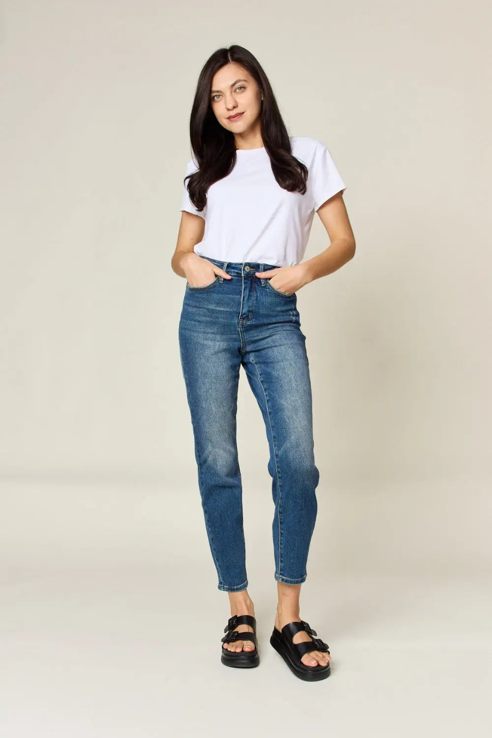 Judy Blue Full Size Tummy Control High Waist Slim Jeans - Beautifeye Boutique