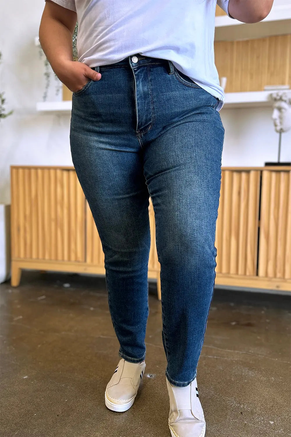 Judy Blue Full Size Tummy Control High Waist Slim Jeans - Beautifeye Boutique