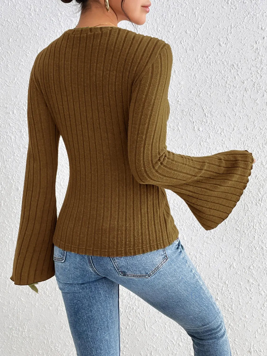 Honey Round Neck Flare Sleeve T-Shirt - Beautifeye Boutique