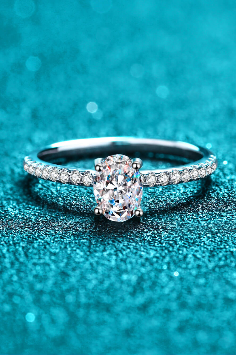 .925 Sterling Silver Inlaid 1 Carat Moissanite Ring - Beautifeye Boutique