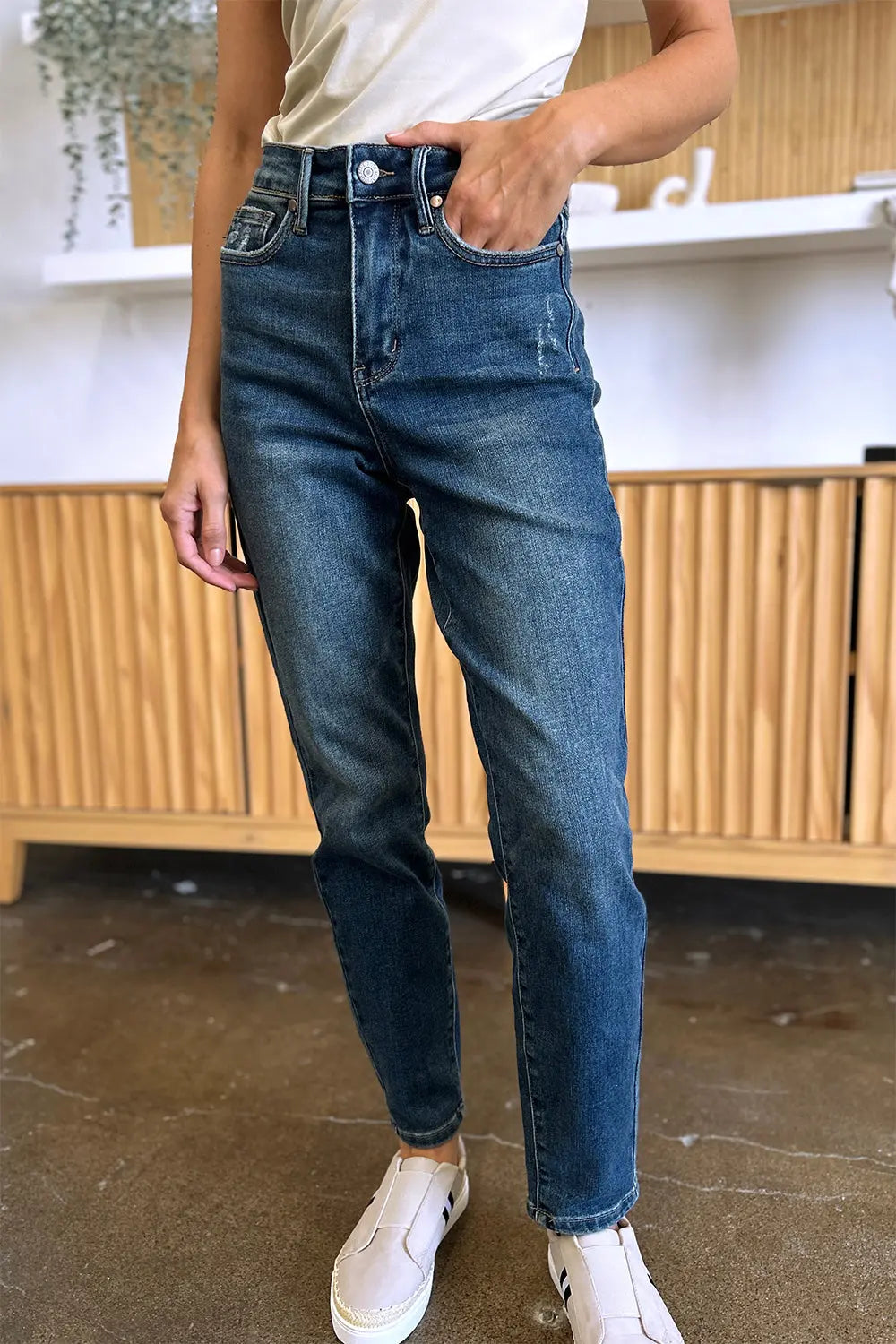 Judy Blue Full Size Tummy Control High Waist Slim Jeans - Beautifeye Boutique