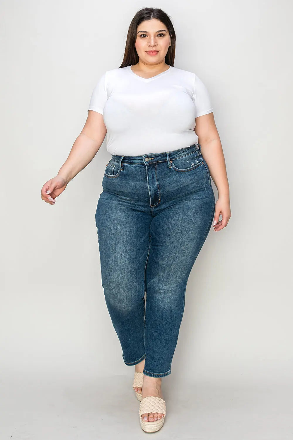 Judy Blue Full Size Tummy Control High Waist Slim Jeans - Beautifeye Boutique