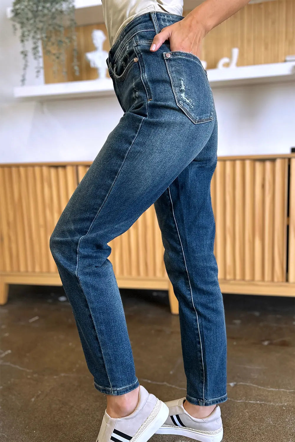 Judy Blue Full Size Tummy Control High Waist Slim Jeans - Beautifeye Boutique