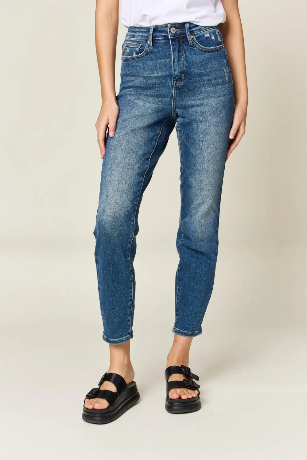 Judy Blue Full Size Tummy Control High Waist Slim Jeans - Beautifeye Boutique
