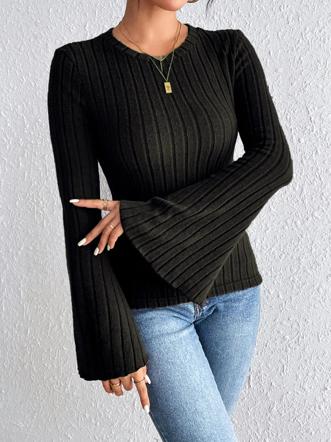 Honey Round Neck Flare Sleeve T-Shirt - Beautifeye Boutique