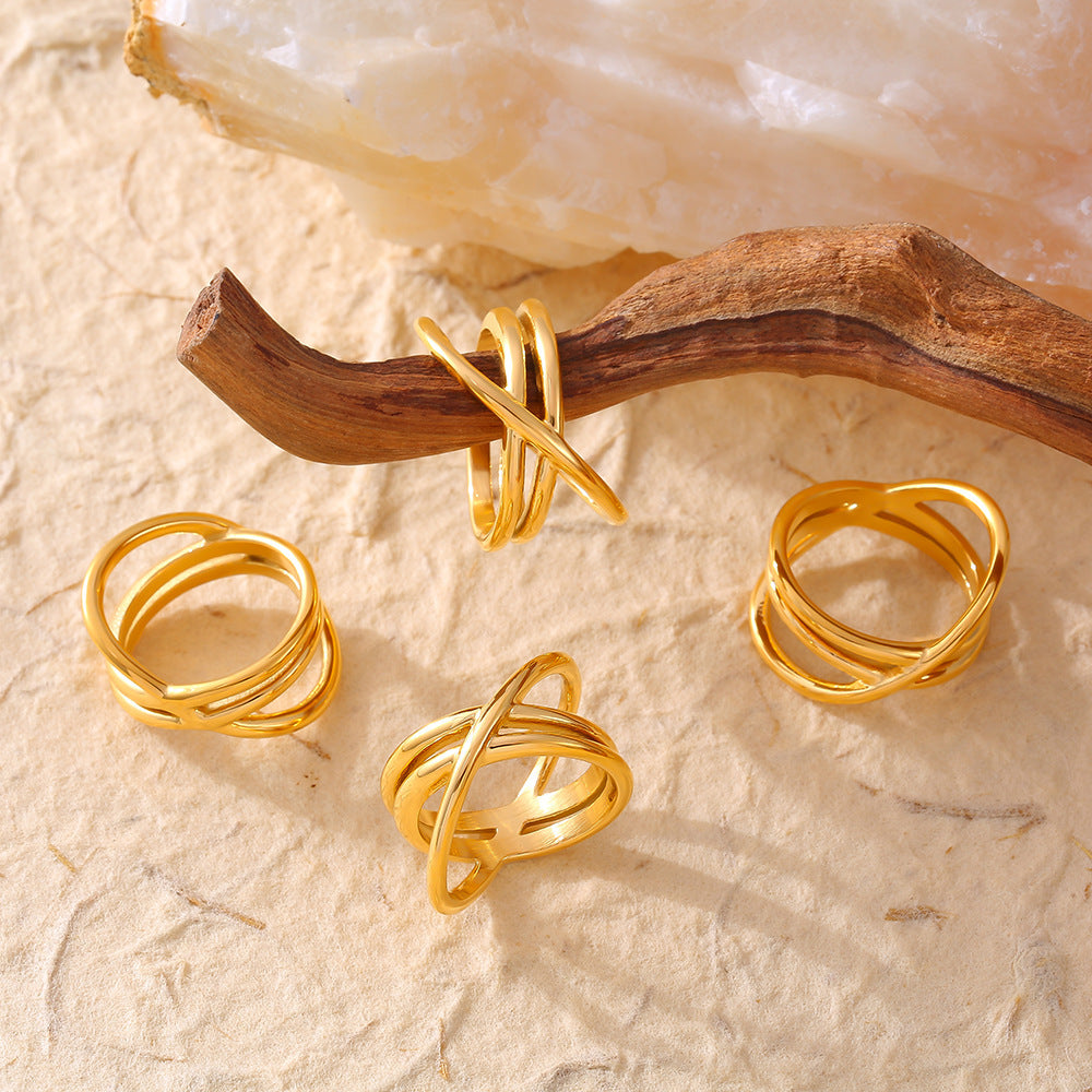 18K Gold-Plated Crisscross Ring - Beautifeye Boutique