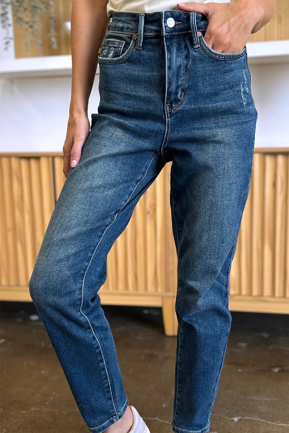 Judy Blue Full Size Tummy Control High Waist Slim Jeans - Beautifeye Boutique