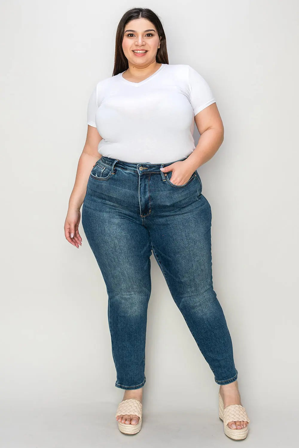 Judy Blue Full Size Tummy Control High Waist Slim Jeans - Beautifeye Boutique