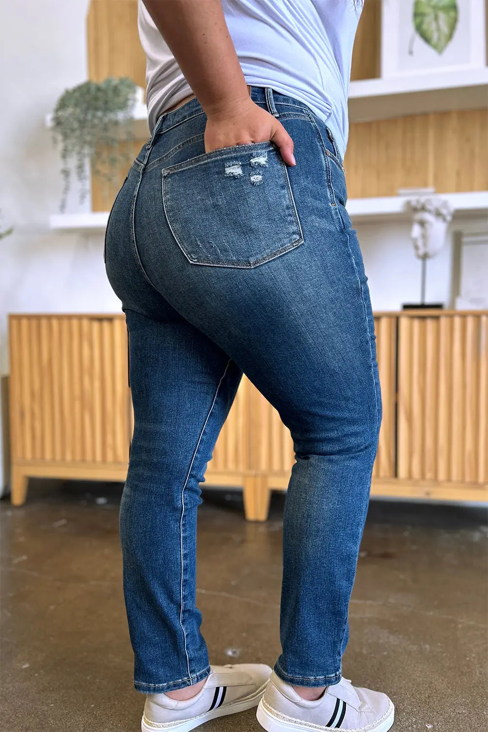Judy Blue Full Size Tummy Control High Waist Slim Jeans - Beautifeye Boutique