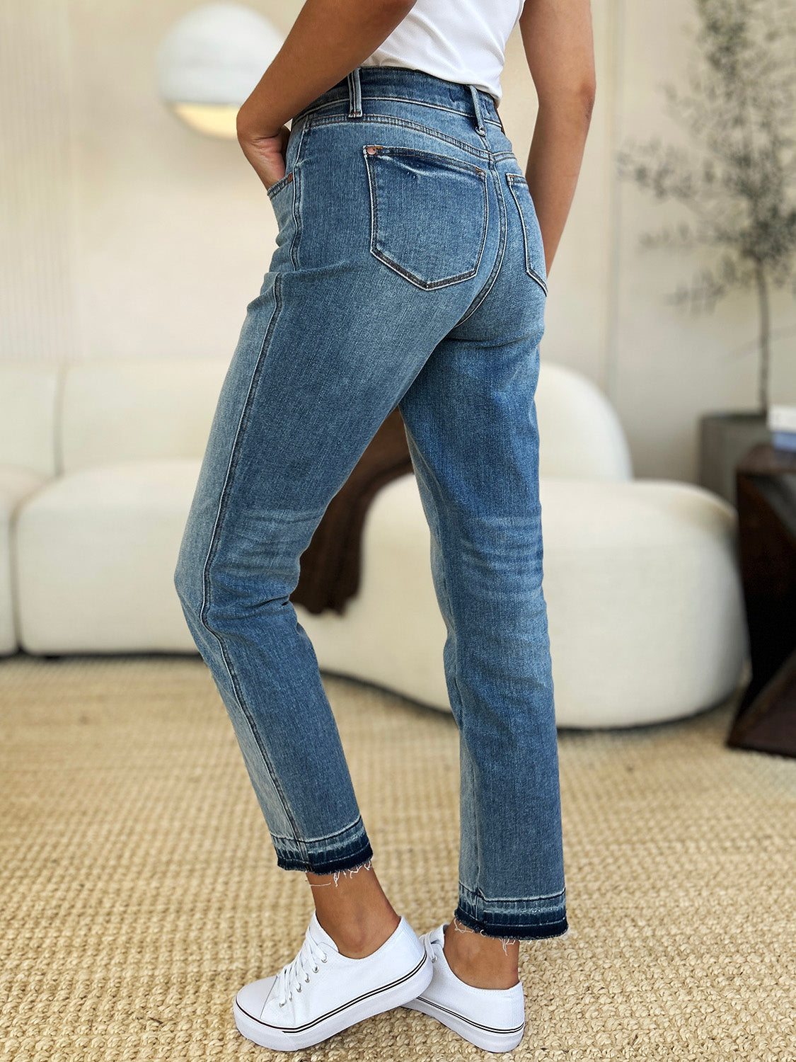 Judy Blue Full Size Mid Rise Rigid Magic Release Hem Jeans - Beautifeye Boutique