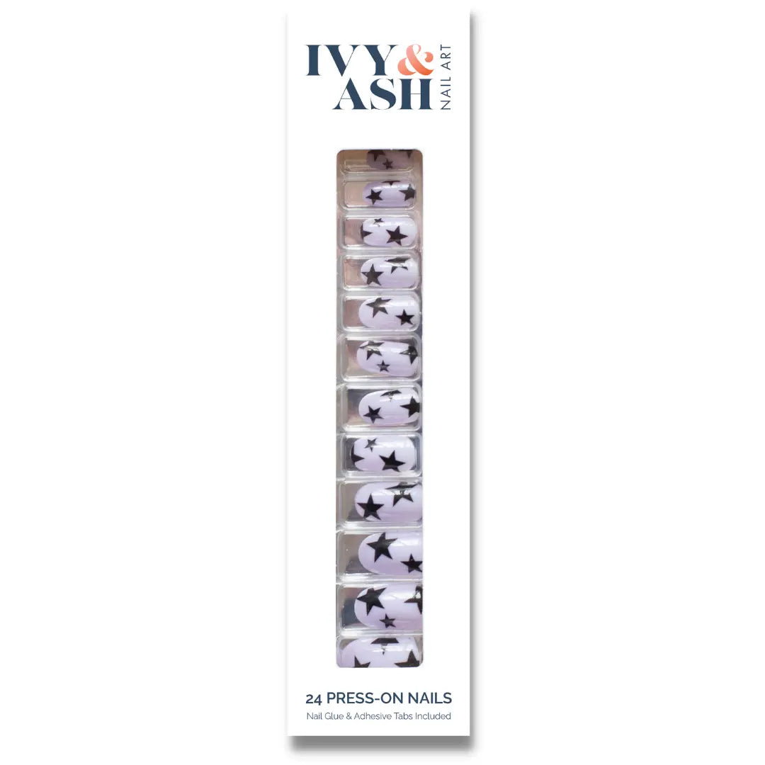 Black Stars | Bold Black Star Pattern Press-On Nails Set - Beautifeye Boutique