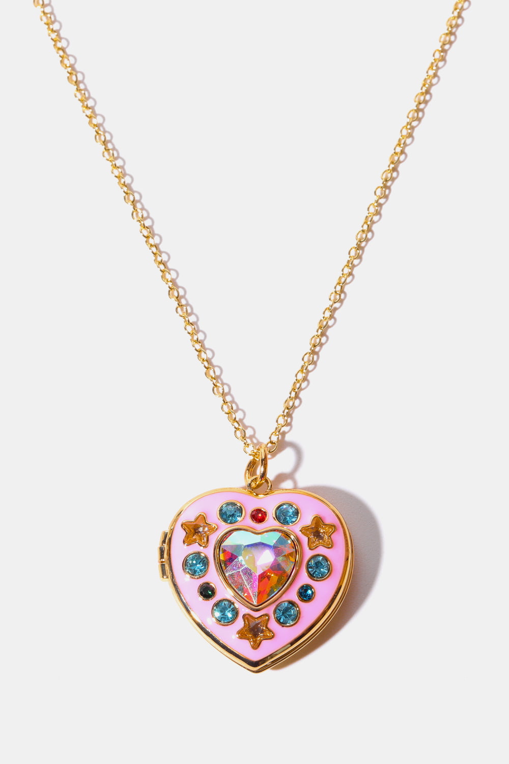 Rhinestone Decor Heart Box Pendant Necklace - Beautifeye Boutique