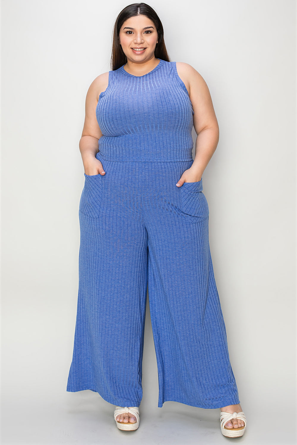 Basic Bae Ribbed Tank and Wide Leg Pants Set - Beautifeye Boutique