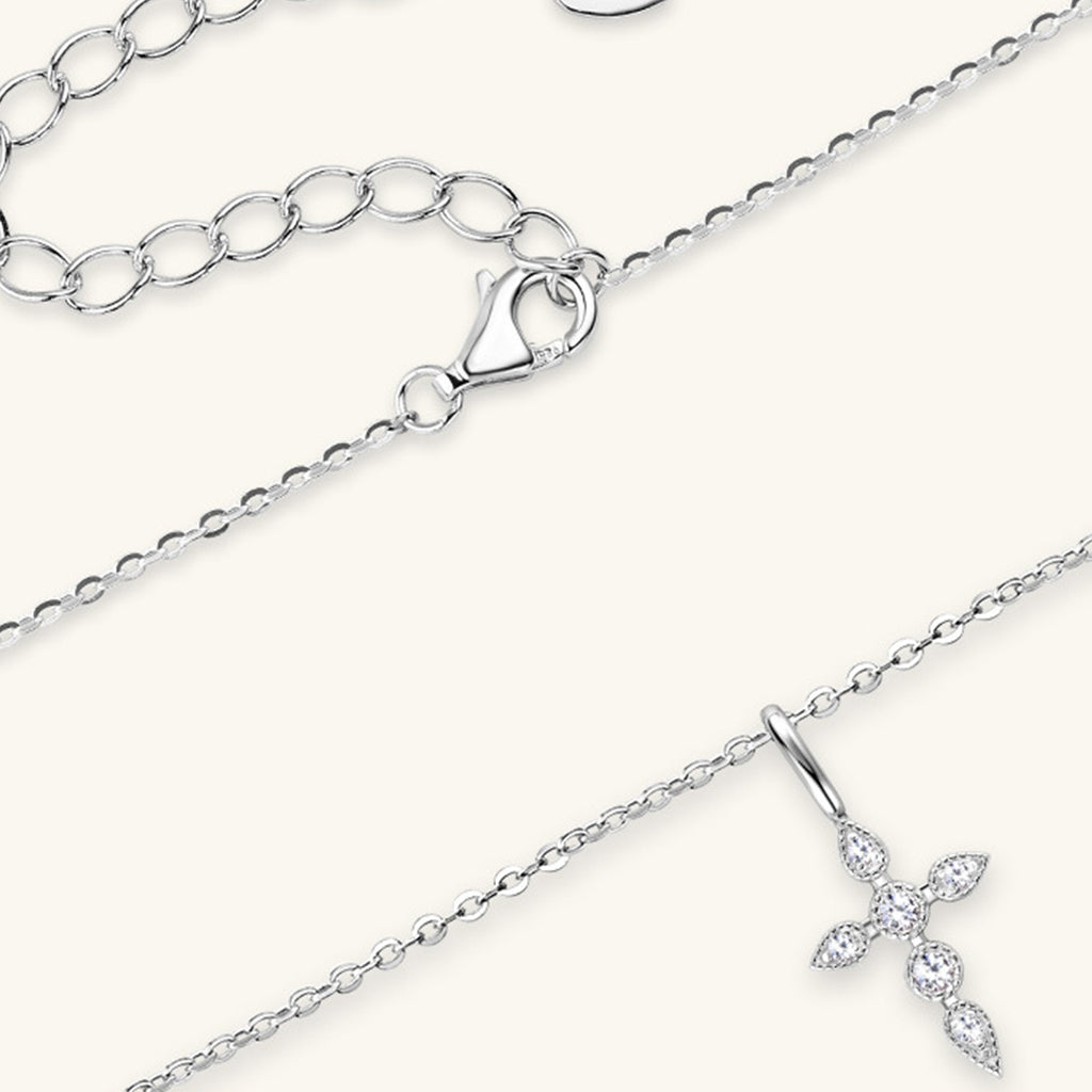 .925 Sterling Silver Moissanite Cross Pendant Necklace - Beautifeye Boutique