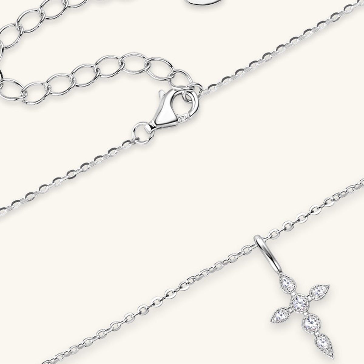 .925 Sterling Silver Moissanite Cross Pendant Necklace - Beautifeye Boutique