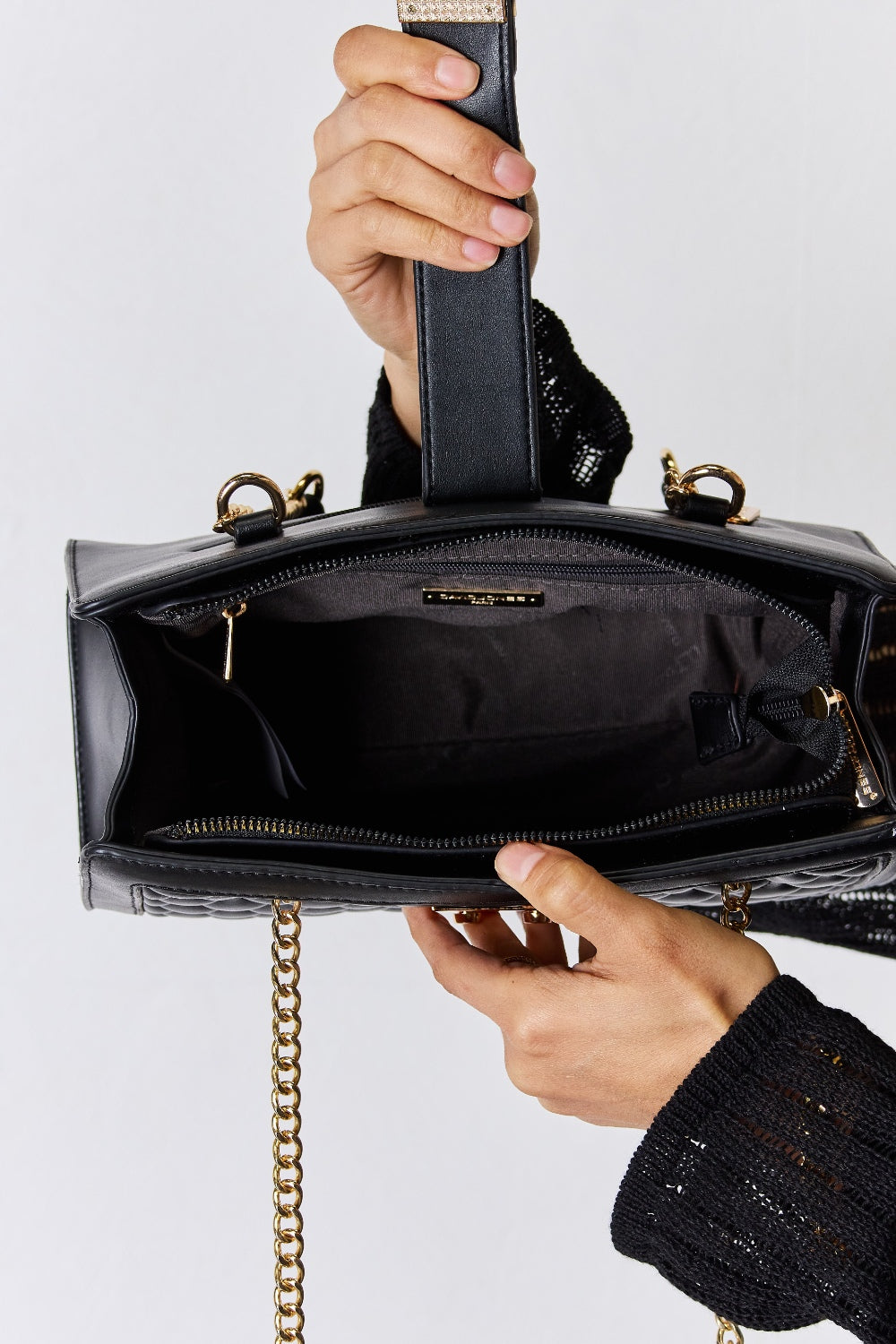 David Jones Quilted PU Leather Handbag - Beautifeye Boutique