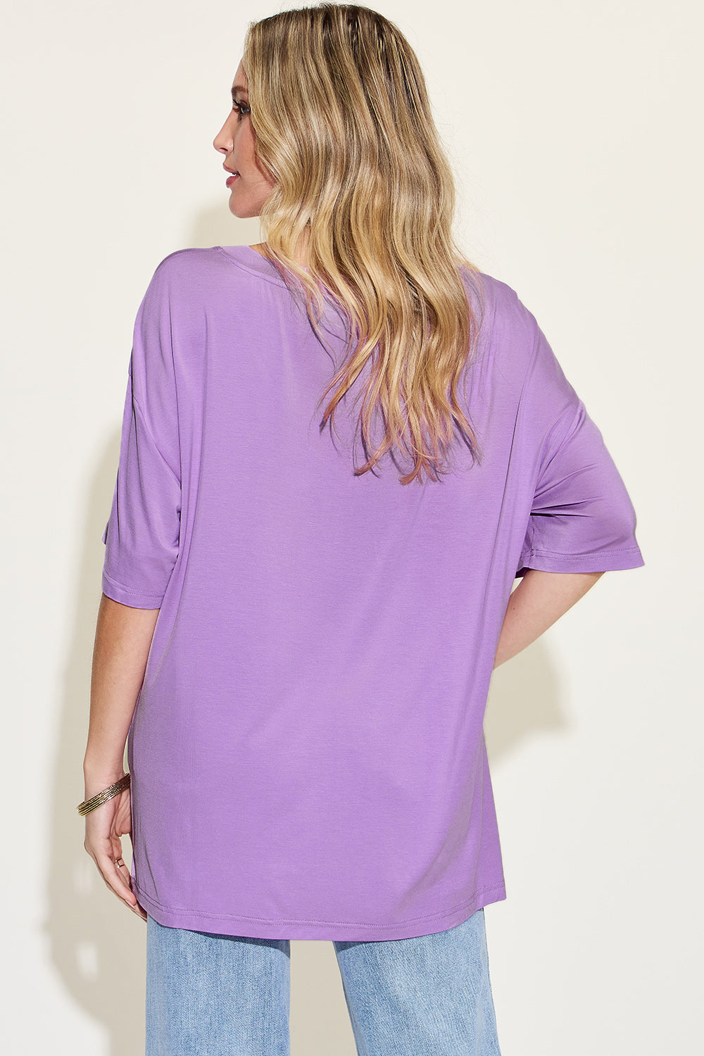 Basic Bae Full Size Bamboo V-Neck Drop Shoulder T-Shirt - Beautifeye Boutique
