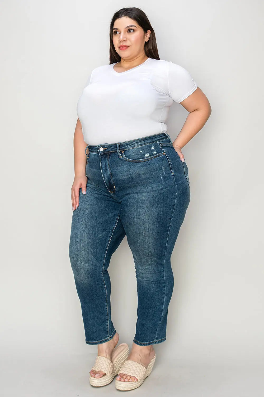 Judy Blue Full Size Tummy Control High Waist Slim Jeans - Beautifeye Boutique