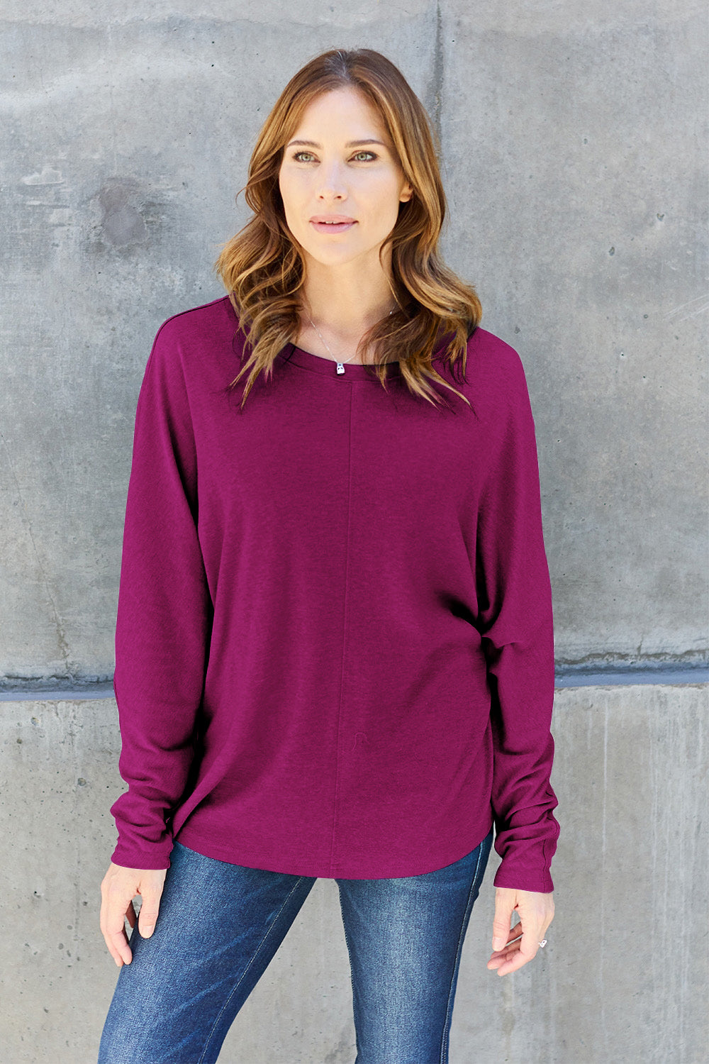 Double Take Full Size Round Neck Long Sleeve T-Shirt - Beautifeye Boutique