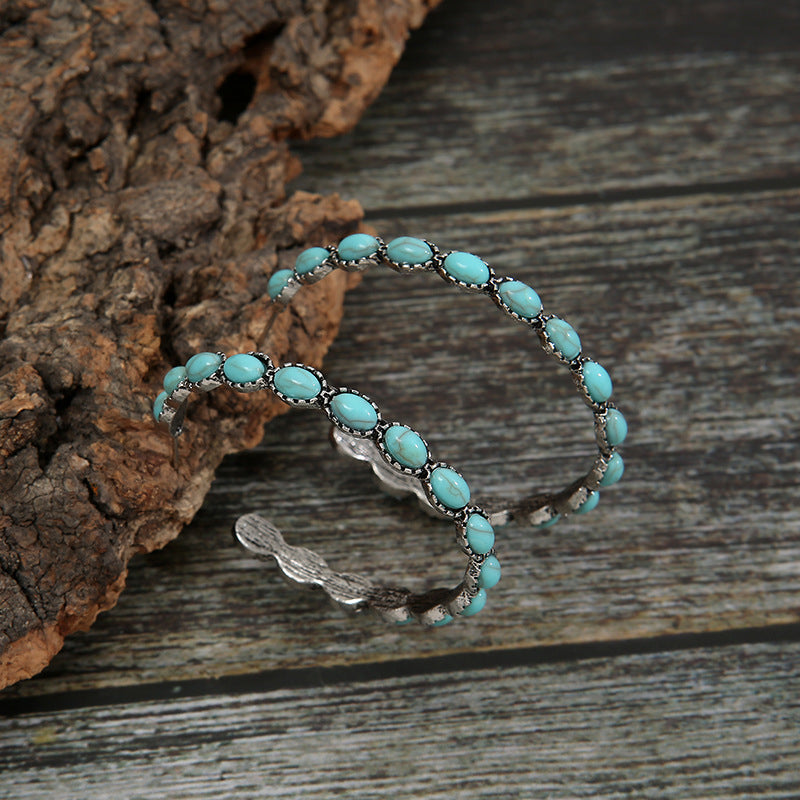Artificial Turquoise C-Hoop Earrings - Beautifeye Boutique