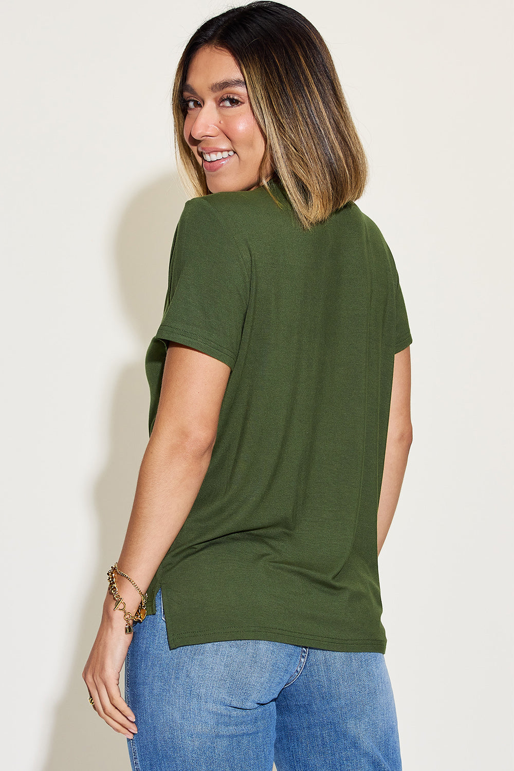 Basic Bae V-Neck High-Low T-Shirt - Beautifeye Boutique
