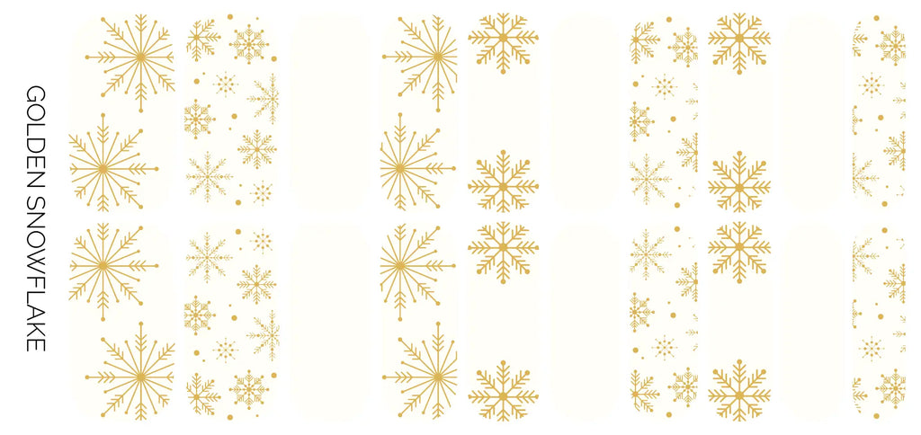 Golden Snowflake | Cream & Gold Foil Snowflakes Nail Wraps - Beautifeye Boutique