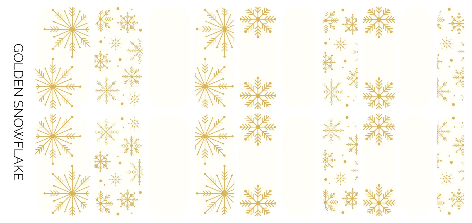 Golden Snowflake | Cream & Gold Foil Snowflakes Nail Wraps - Beautifeye Boutique