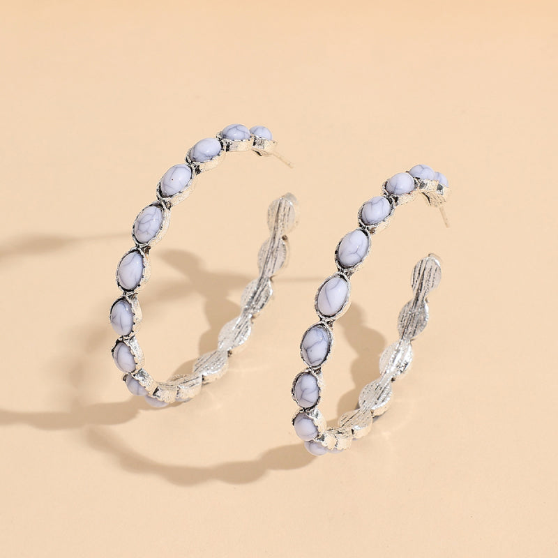 Artificial Turquoise C-Hoop Earrings - Beautifeye Boutique