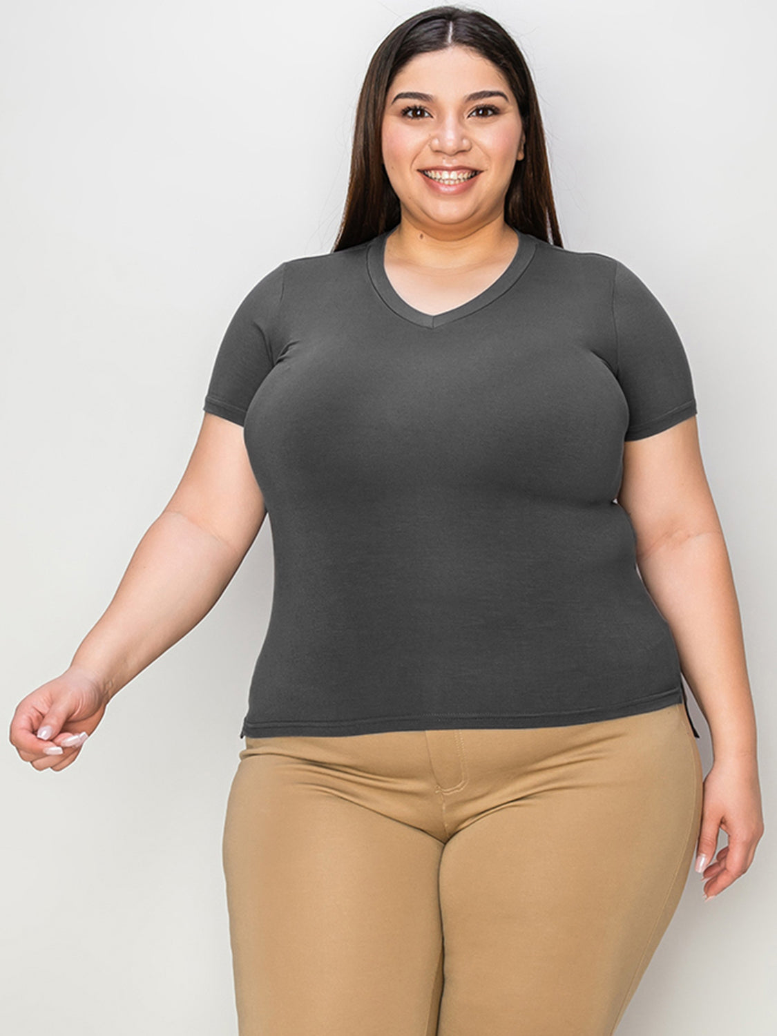 Basic Bae V-Neck High-Low T-Shirt - Beautifeye Boutique
