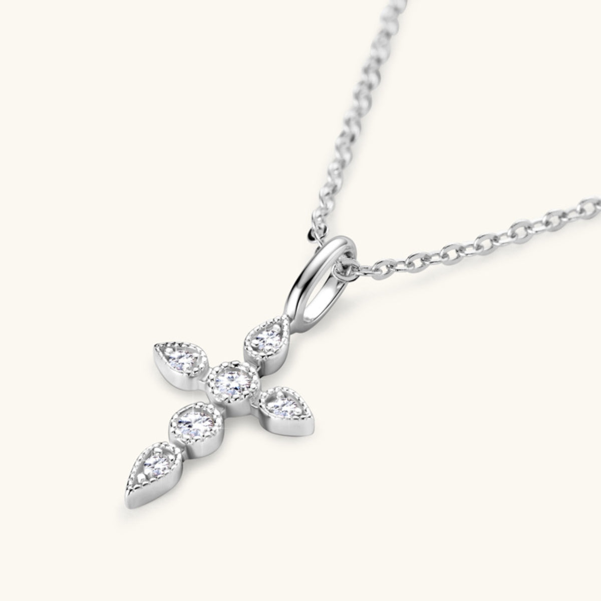 .925 Sterling Silver Moissanite Cross Pendant Necklace - Beautifeye Boutique