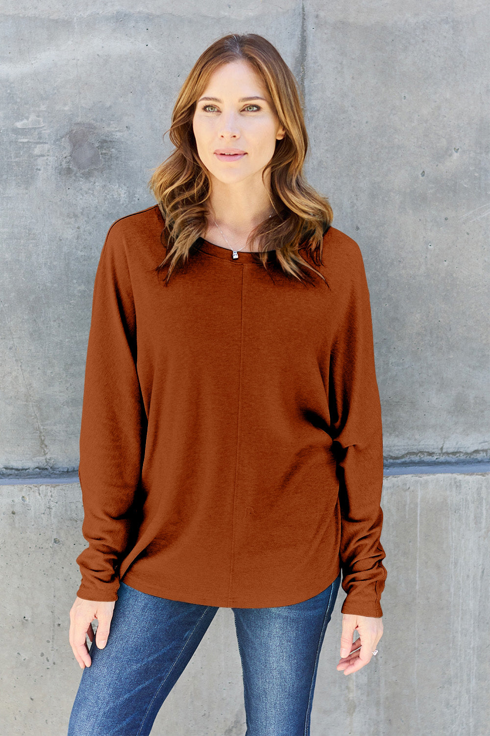 Double Take Full Size Round Neck Long Sleeve T-Shirt - Beautifeye Boutique