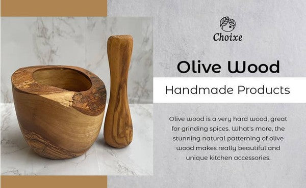 Olive Wood Rustic Mortar and Pestle - Beautifeye Boutique