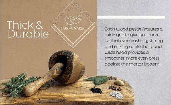 Olive Wood Rustic Mortar and Pestle - Beautifeye Boutique
