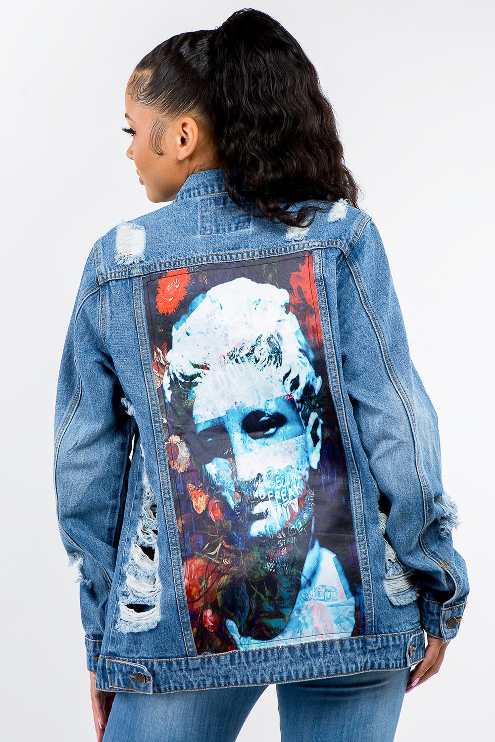 American Bazi Full Size Button Up Distressed Denim Jacket - Beautifeye Boutique