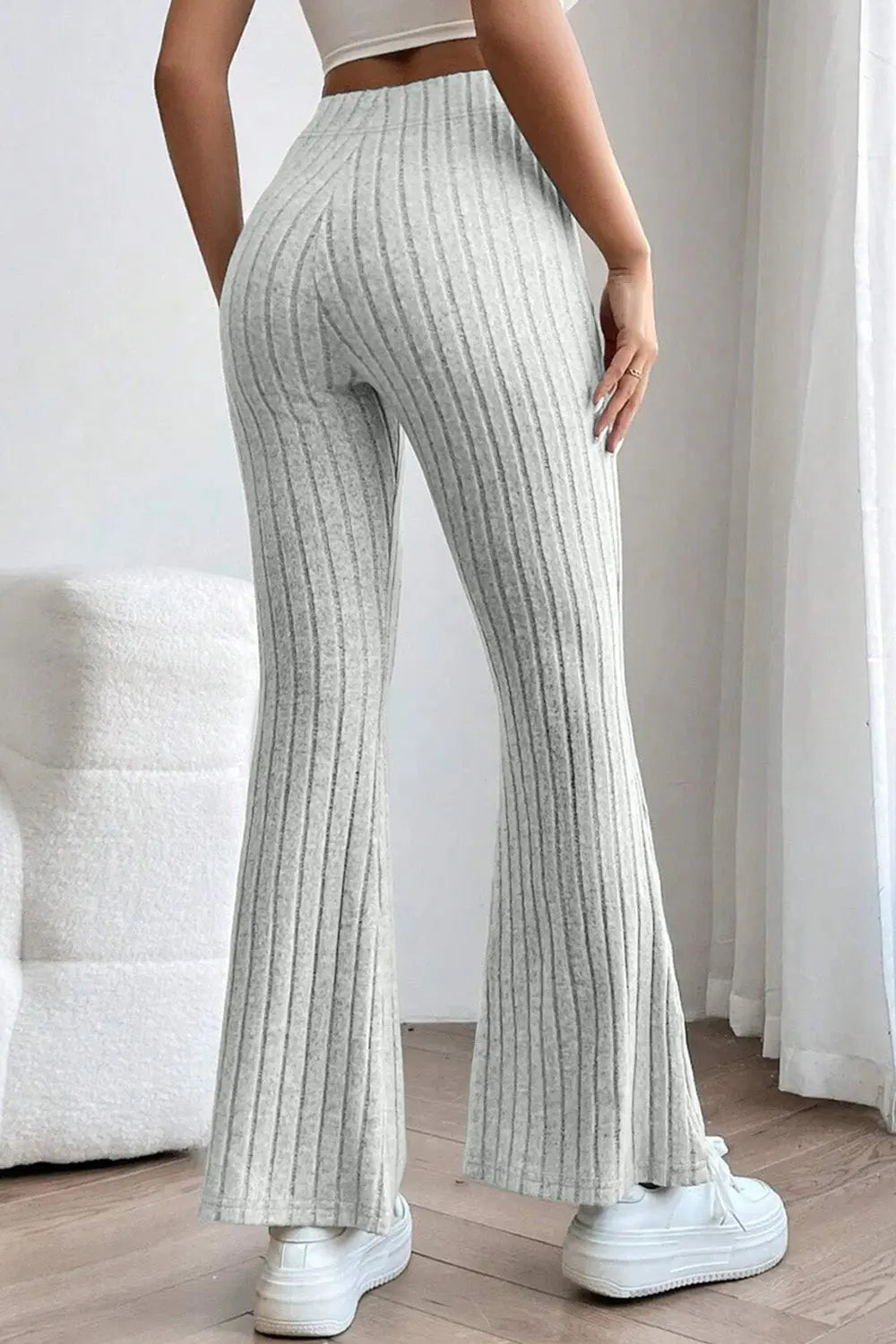 Basic Bae Ribbed High Waist Flare Pants - Beautifeye Boutique