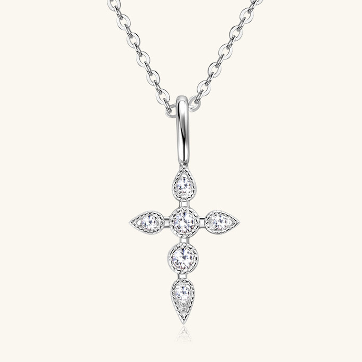 .925 Sterling Silver Moissanite Cross Pendant Necklace - Beautifeye Boutique