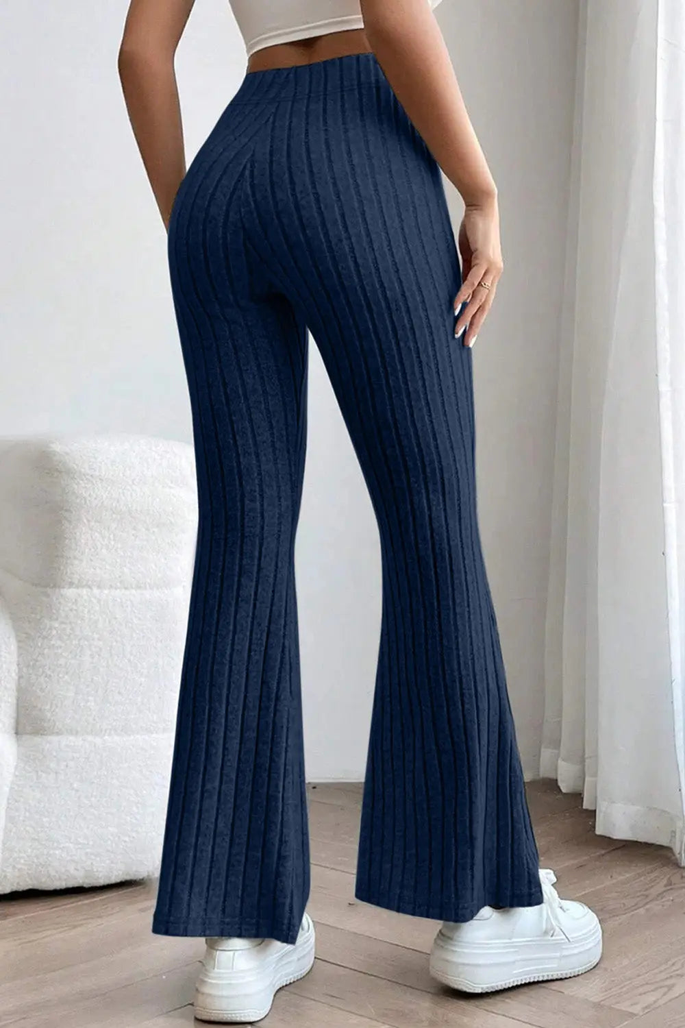 Basic Bae Ribbed High Waist Flare Pants - Beautifeye Boutique