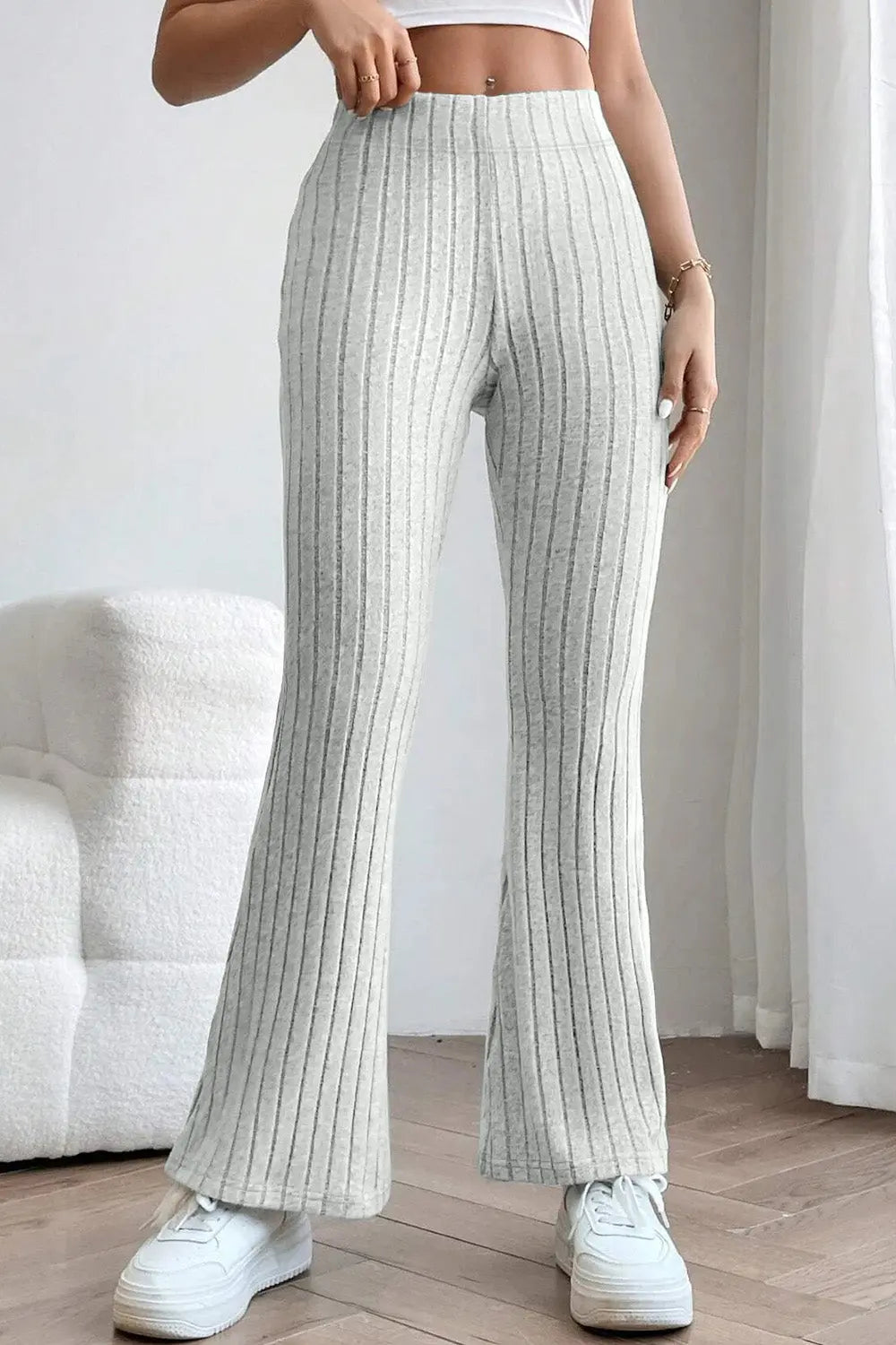 Basic Bae Ribbed High Waist Flare Pants - Beautifeye Boutique