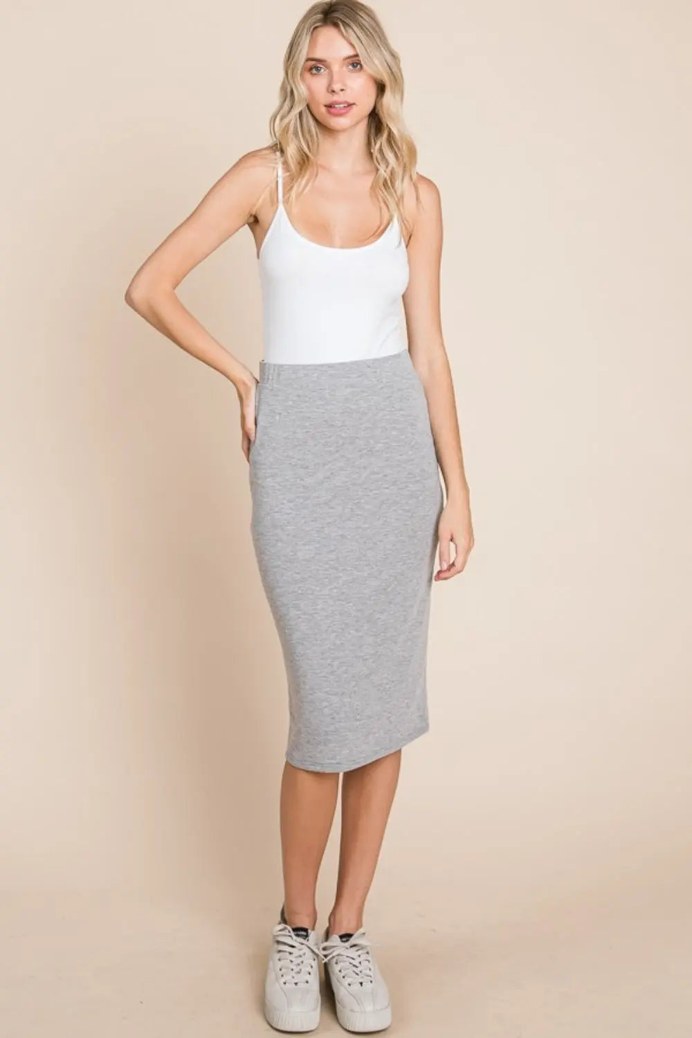 BOMBOM Elastic Waist Pencil Skirt - Beautifeye Boutique