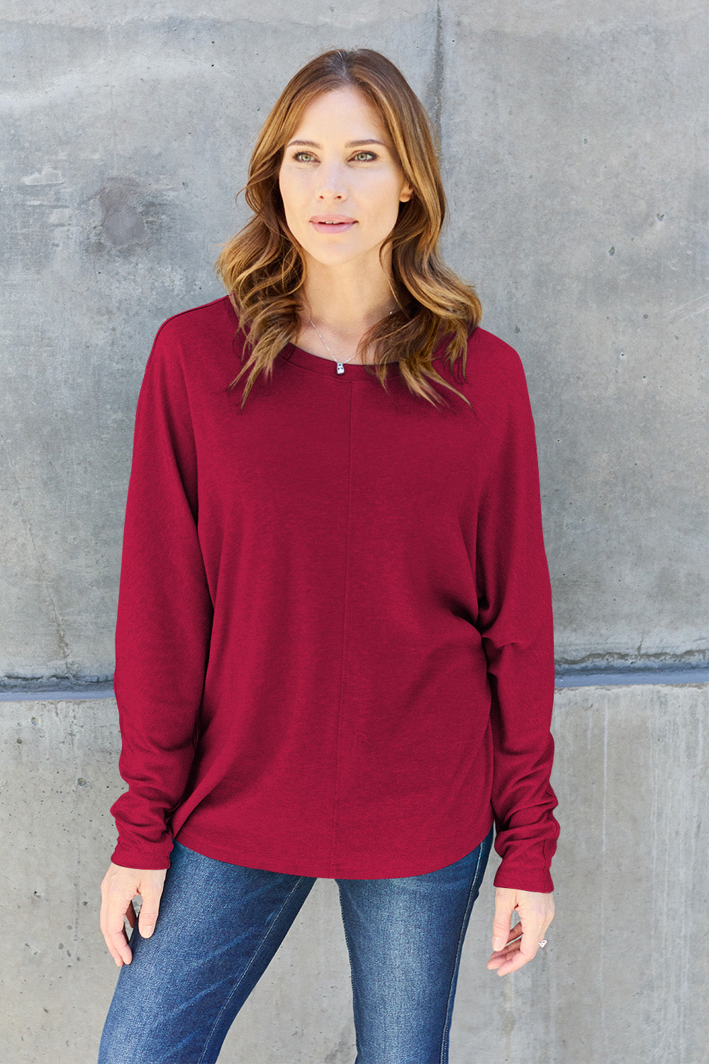 Double Take Full Size Round Neck Long Sleeve T-Shirt - Beautifeye Boutique