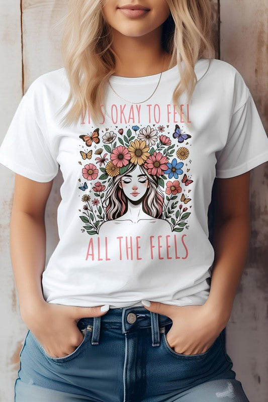 It's Okay to Feel, All the Feels, Boho Graphic Tee - Beautifeye Boutique