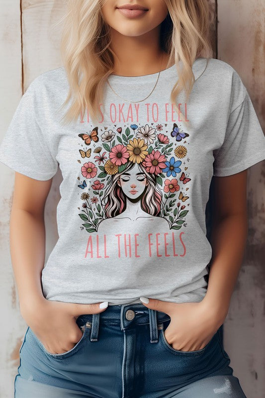 It's Okay to Feel, All the Feels, Boho Graphic Tee - Beautifeye Boutique